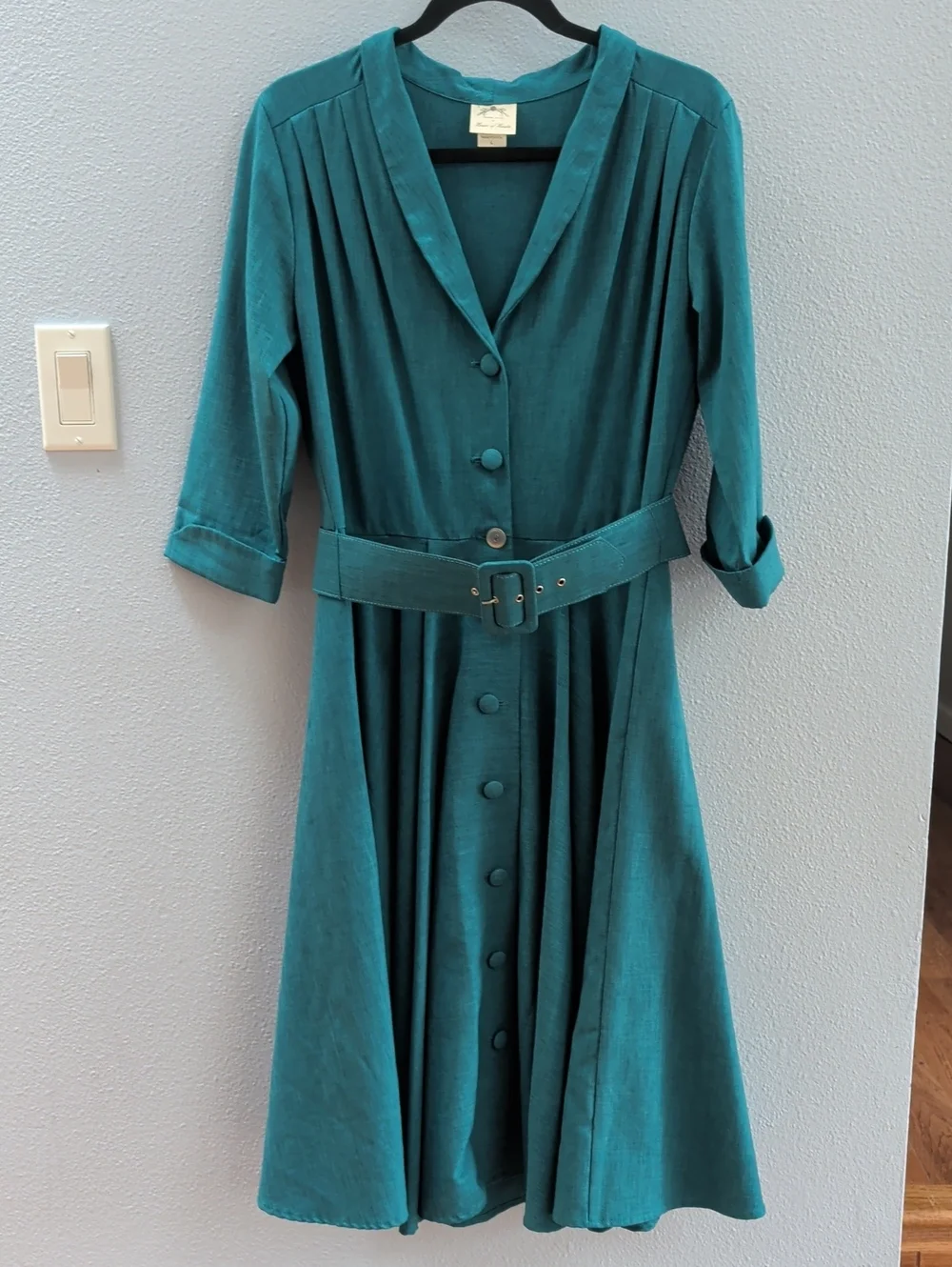 Heart Of Haute Monte Carlo Lake Button-Front Fit & Flare Dress with Belt - Picture 3 of 10